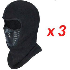 3 Balaclava Black Winter Windproof Face Masks Air Flow